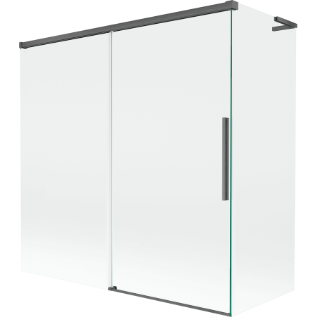 Mexen Rox L 2 dalių stumdomas vonios ekranas 160 + 80 x 150 cm, skaidrus, šlifuotas pilkšvai pilkas - 8C9L-160-080-66-00