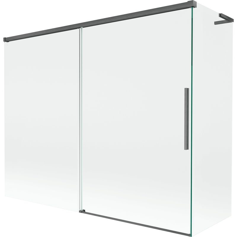 Mexen Rox L vonios sienelė 2-jų dalių, stumdomos, 190 + 80 x 150 cm, skaidri, šešėlinė pilka šlifuota - 8C9L-190-080-66-00