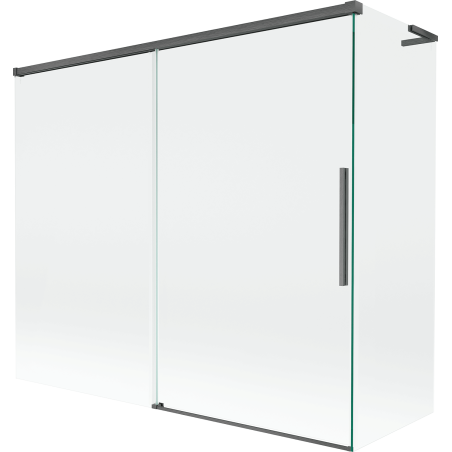 Mexen Rox L dviejų dalių stumdomas vonios užtvaras, 180 + 90 x 150 cm, skaidrus, matinės pilkos spalvos - 8C9L-180-090-66-00