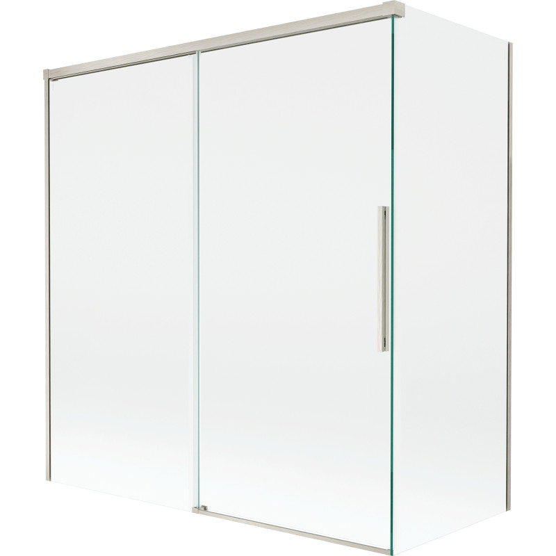 Mexen Rox dviejų dalių stumdomas vonios širma 150 + 70 x 150 cm, skaidrus, šlifuotas nikelis - 8C9-150-070-97-00