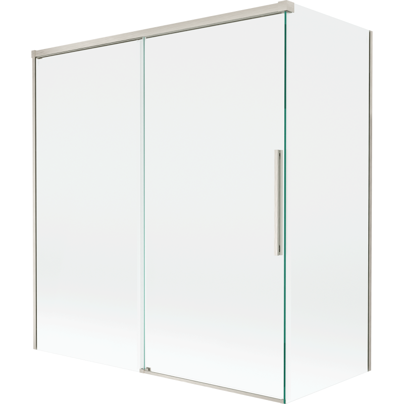 Mexen Rox sulankstomas dušo ekranas, 2 durys, stumdomas 150 + 70 x 150 cm, skaidrus, šlifuotas nikelis - 8C9-150-070-97-00