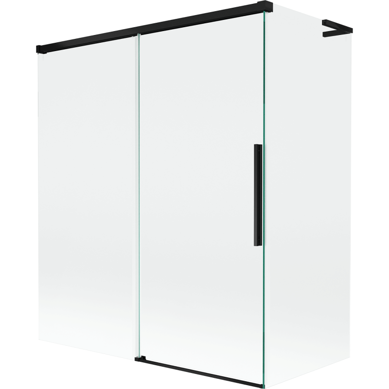 Mexen Rox L vonios ekranas, 2 dalių stumdomas 140 + 70 x 150 cm, skaidrus, juodas - 8C9L-140-070-70-00