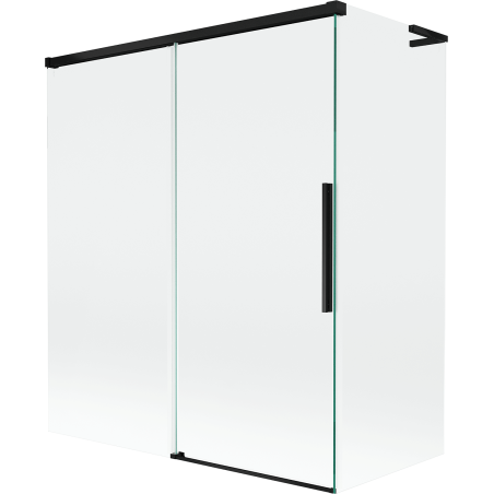 Mexen Rox L vonios ekranas, 2 dalių stumdomas 140 + 70 x 150 cm, skaidrus, juodas - 8C9L-140-070-70-00