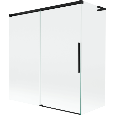 Mexen Rox L vonios ekrano dviejų durų slankusis 150 + 70 x 150 cm, skaidrus, juodas - 8C9L-150-070-70-00