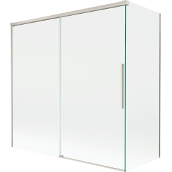 Mexen Rox dvigubų durų slystanti dušo sienelė 160 + 70 x 150 cm, permatoma, šlifuotas nikelis - 8C9-160-070-97-00