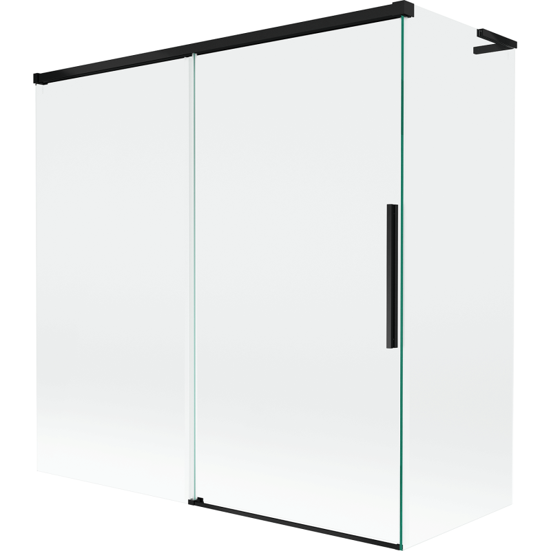 Mexen Rox L vonios sienelė, 2-jų dalių slankiojančios durys, 160 + 75 x 150 cm, permatoma, juoda - 8C9L-160-075-70-00