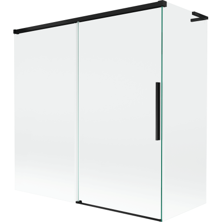 Mexen Rox L vonios sienelė, 2-jų dalių slankiojančios durys, 160 + 75 x 150 cm, permatoma, juoda - 8C9L-160-075-70-00