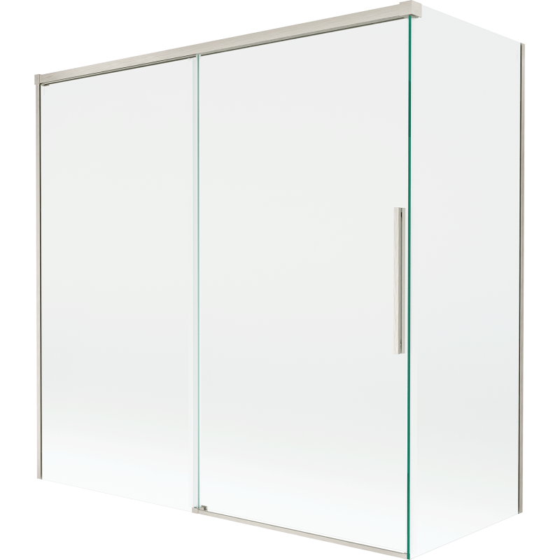 Mexen Rox, 2-dalių slidinanti vonios pertvara 160 + 75 x 150 cm, permatoma, šlifuotas nikelis - 8C9-160-075-97-00