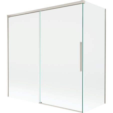 Mexen Rox, 2-dalių slidinanti vonios pertvara 160 + 75 x 150 cm, permatoma, šlifuotas nikelis - 8C9-160-075-97-00