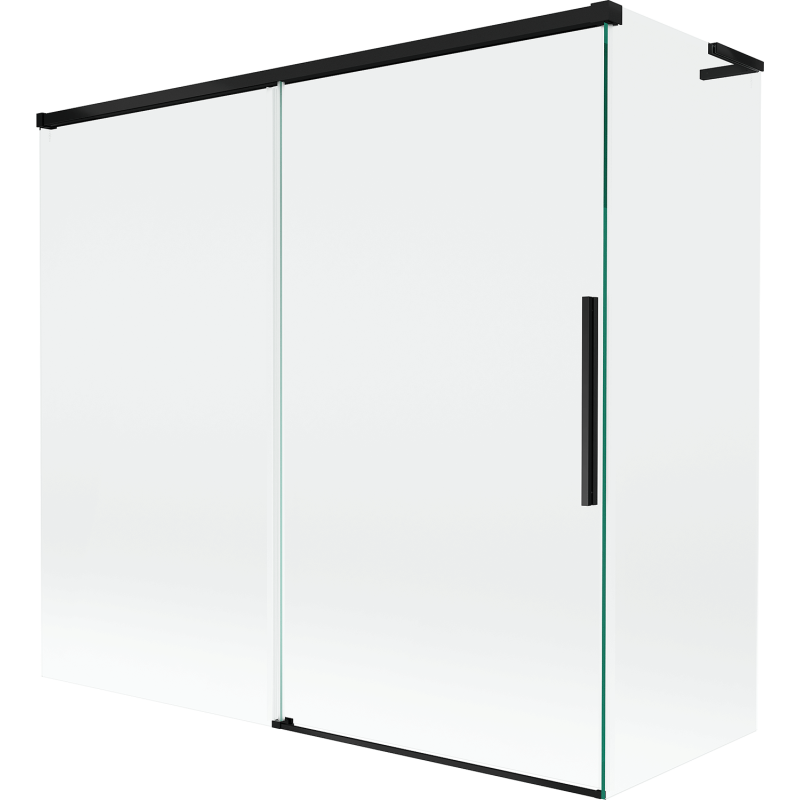 Mexen Rox L vonios ekranas, 2-jų dalių stumdomas, 170 + 80 x 150 cm, skaidrus, juodas - 8C9L-170-080-70-00