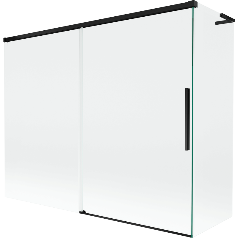 Mexen Rox L sukamas vonios ekranas, dvisparnis, stumdomas 190 + 80 x 150 cm, skaidrus, juodas - 8C9L-190-080-70-00