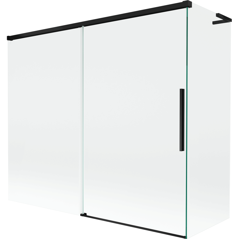 Mexen Rox L vonios sienelė 2-jų dalių stumdomas 180 + 90 x 150 cm, skaidrus, juodas - 8C9L-180-090-70-00