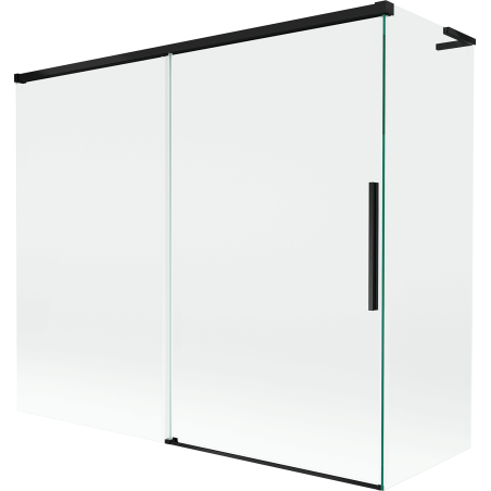 Mexen Rox L vonios sienelė 2-jų dalių stumdomas 180 + 90 x 150 cm, skaidrus, juodas - 8C9L-180-090-70-00