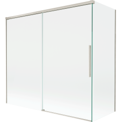 Mexen Rox 2-dalių stumdomoji vonios sienelė 160 + 80 x 150 cm, skaidri, šlifuotas nikelis - 8C9-160-080-97-00