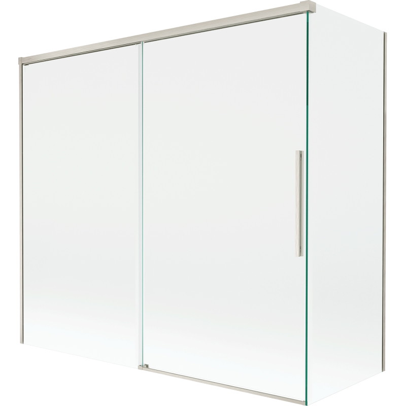 Mexen Rox 2-dalių stumdomoji vonios sienelė 160 + 80 x 150 cm, skaidri, šlifuotas nikelis - 8C9-160-080-97-00