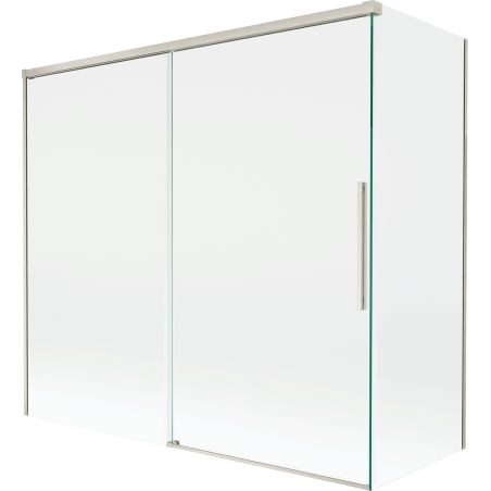 Mexen Rox 2-dalių stumdomoji vonios sienelė 160 + 80 x 150 cm, skaidri, šlifuotas nikelis - 8C9-160-080-97-00