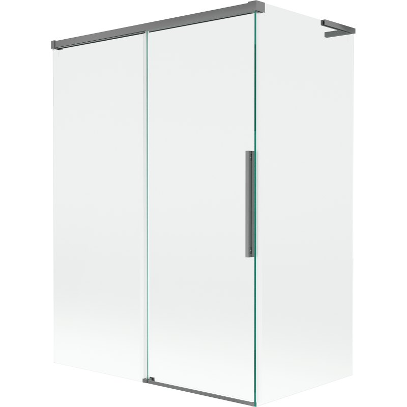 Mexen Rox L vonios ekranas, dviejų dalių, stumdomas 120 + 70 x 150 cm, skaidrus, ginklų metalas - 8C9L-120-070-95-00