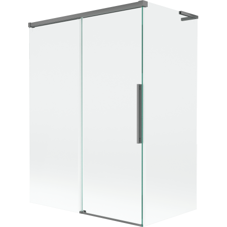 Mexen Rox L vonios ekranas, dviejų dalių, stumdomas 120 + 70 x 150 cm, skaidrus, ginklų metalas - 8C9L-120-070-95-00