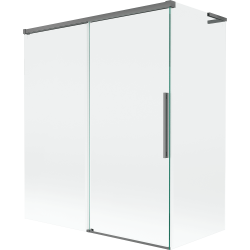 Mexen Rox L vonios pertvara, dviejų dalių stumdomas 140 + 70 x 150 cm, skaidrus, gun metalas - 8C9L-140-070-95-00