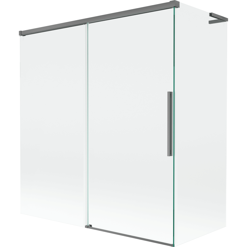 Mexen Rox L stumdomas dviejų panelių vonios ekranas 150 + 70 x 150 cm, skaidrus, šautuvo metalo - 8C9L-150-070-95-00