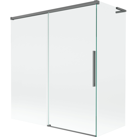 Mexen Rox L stumdomas dviejų panelių vonios ekranas 150 + 70 x 150 cm, skaidrus, šautuvo metalo - 8C9L-150-070-95-00