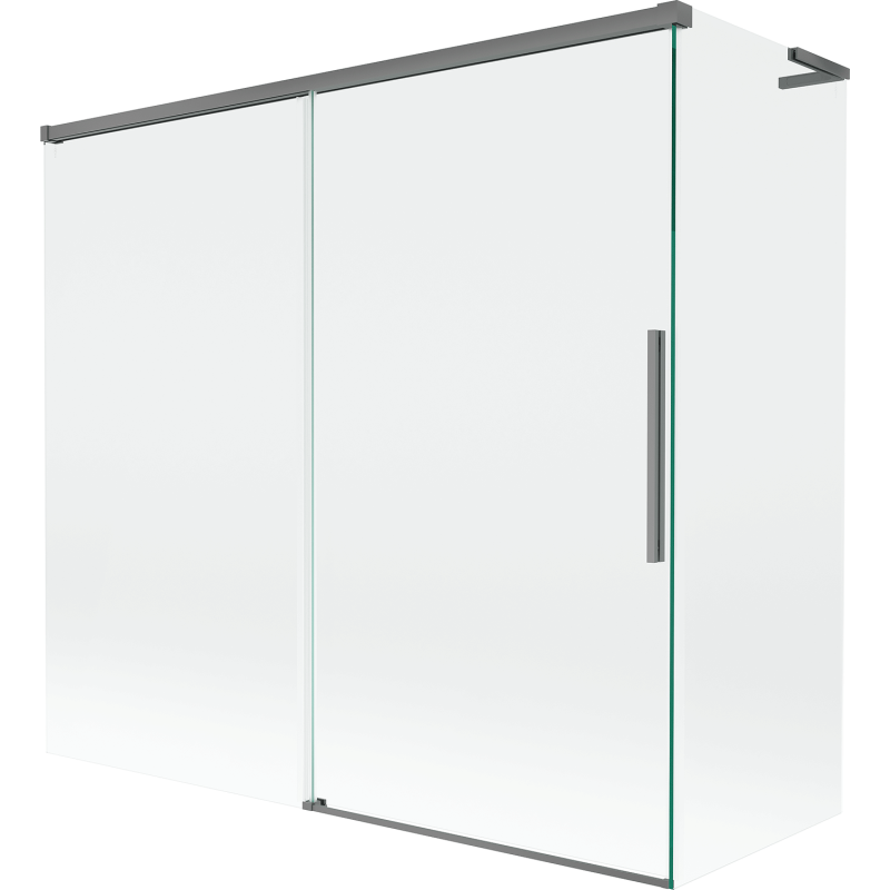 Mexen Rox L vonios sienelė, 2 dalių stumiama 170 + 75 x 150 cm, permatoma, šautuvo metalo - 8C9L-170-075-95-00