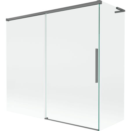 Mexen Rox L vonios sienelė, 2 dalių stumiama 170 + 75 x 150 cm, permatoma, šautuvo metalo - 8C9L-170-075-95-00