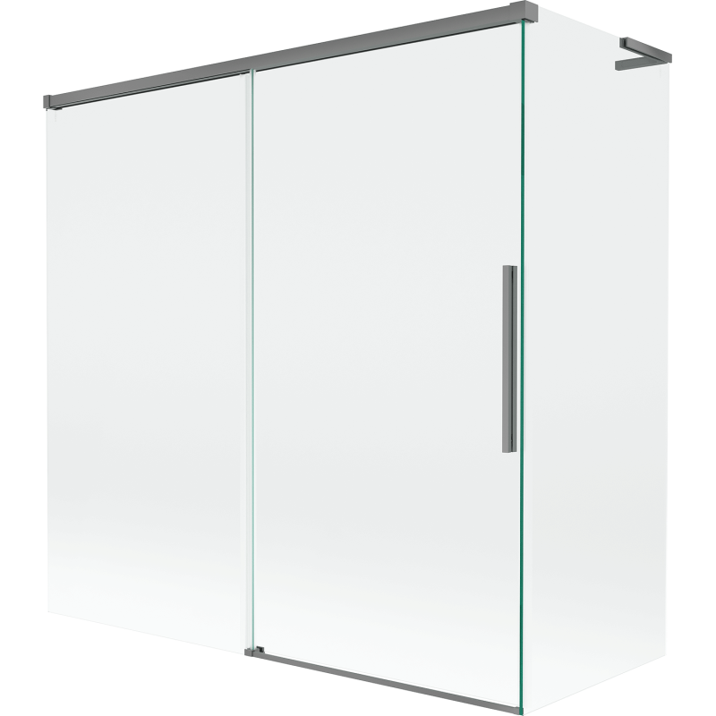 Mexen Rox L vonios užtvara, 2 dalių stumdomas 160 + 80 x 150 cm, permatomas, gun metal - 8C9L-160-080-95-00
