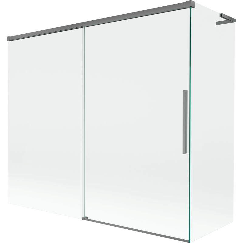 Mexen Rox L vonios kambario pertvara 2-jų dalių stumdomoji 180 + 90 x 150 cm, skaidri, tamsinto plieno - 8C9L-180-090-95-00