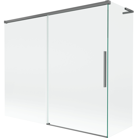 Mexen Rox L vonios kambario pertvara 2-jų dalių stumdomoji 180 + 90 x 150 cm, skaidri, tamsinto plieno - 8C9L-180-090-95-00