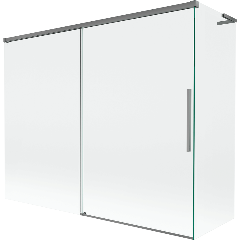 Mexen Rox L vonios pertvara, dviejų dalių, stumdomoji 190 + 90 x 150 cm, skaidri, tamsaus metalo - 8C9L-190-090-95-00