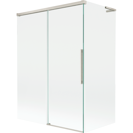 Mexen Rox L vonios pertvara, dviejų dalių stumdomos durys 120 + 70 x 150 cm, skaidrus, šlifuotas nikelis - 8C9L-120-070-97-00