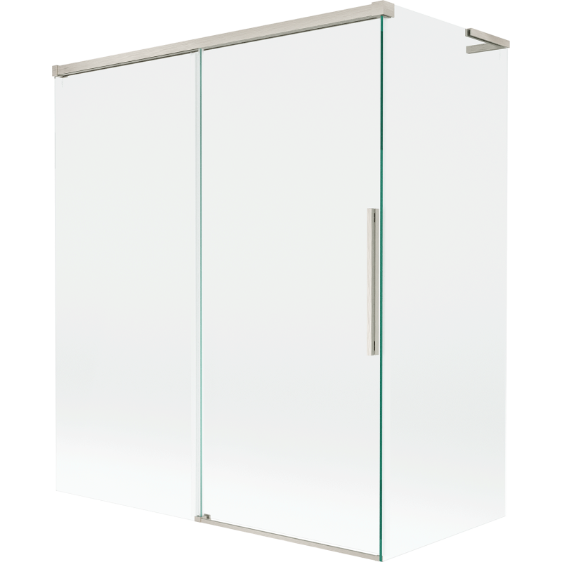 Mexen Rox L vonios ekranas, 2-dalių, stumdomas 140 + 70 x 150 cm, skaidrus, šlifuoto nikelio - 8C9L-140-070-97-00