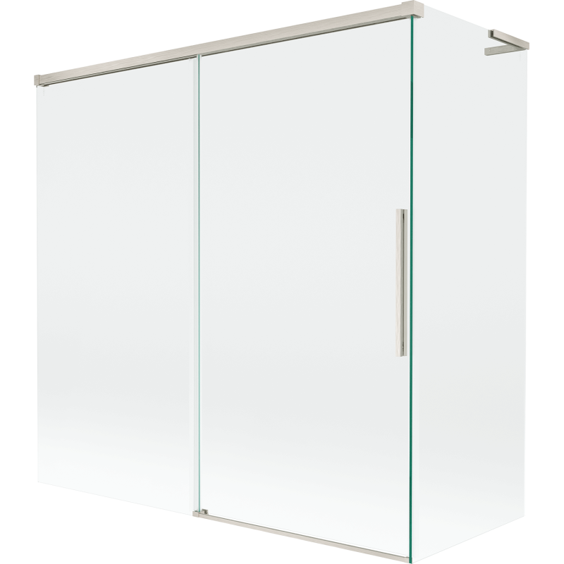 Mexen Rox L vonios sienelė 2-durys, stumdomos 160 + 70 x 150 cm, skaidrus, šlifuotas nikelis - 8C9L-160-070-97-00