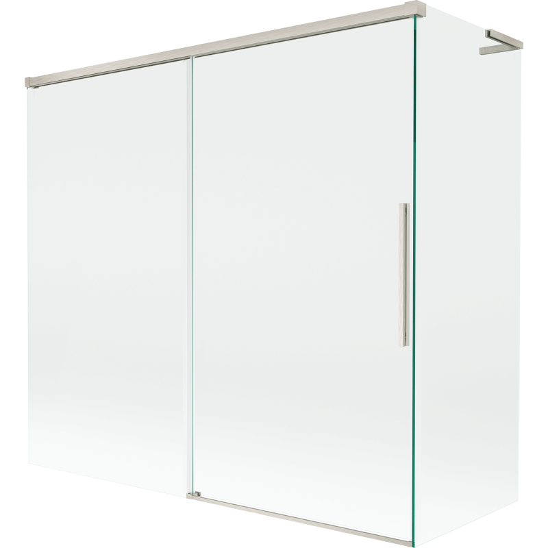 Mexen Rox L vonios ekranas, dviejų dalių išskleidžiamas 170 + 70 x 150 cm, skaidrus, šlifuotas nikelis - 8C9L-170-070-97-00
