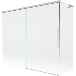 Mexen Rox L vonios užuolaida, 2 varčios, slankiojančios 180 + 80 x 150 cm, permatomos, šlifuotas nikelis - 8C9L-180-080-97-00