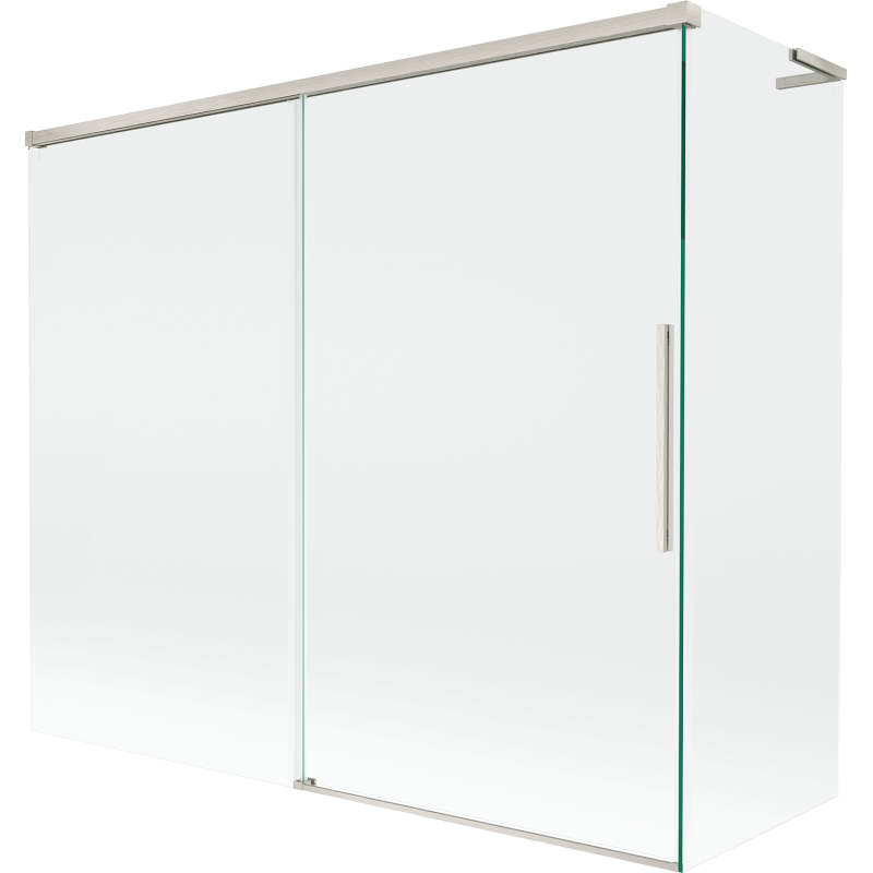 Mexen Rox L vonios užuolaida, 2 varčios, slankiojančios 180 + 80 x 150 cm, permatomos, šlifuotas nikelis - 8C9L-180-080-97-00