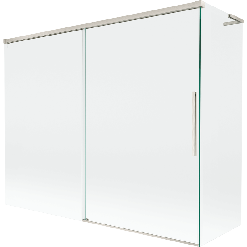 Mexen Rox L vonios ekranas, 2 durų, stumdomos, 190 + 80 x 150 cm, skaidru, šlifuotas nikelis - 8C9L-190-080-97-00