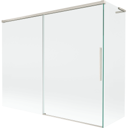 Mexen Rox L vonios sienelė, 2-jų dalių stumdomas, 190 + 90 x 150 cm, permatomas, šlifuotas nikelis - 8C9L-190-090-97-00