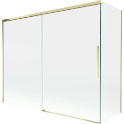 Mexen Rox dušo užuolaida, 2 dalių, stumdoma 190 + 90 x 150 cm, skaidri, auksinė - 8C9-190-090-50-00