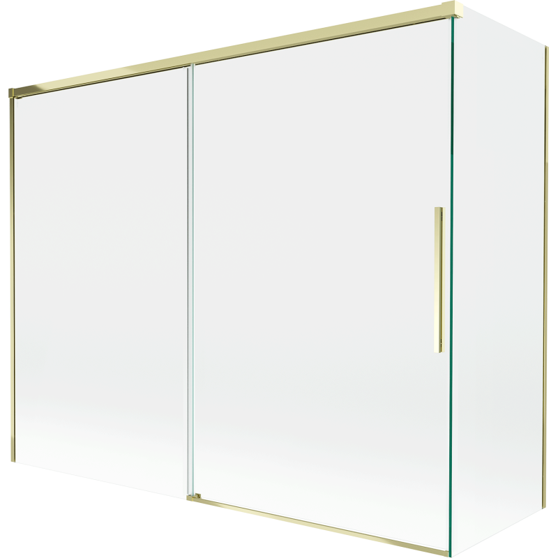 Mexen Rox dušo užuolaida, 2 dalių, stumdoma 190 + 90 x 150 cm, skaidri, auksinė - 8C9-190-090-50-00