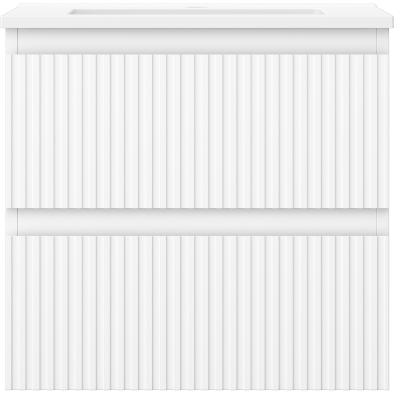 Mexen Rivel vonios spintelė 50 cm su Otis kriaukle, 2 stalčiai, gofruota, balta matinė - 91A20-05047-2-BFF01-W18M01