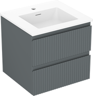 Mexen Rivel vonios spintelė 50 cm su kriaukle Otis, 2 stalčiai, rifliuota, grafito matinė/balta matinė