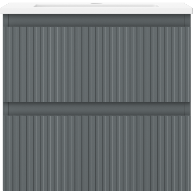 Mexen Rivel vonios spintelė 50 cm su kriaukle Otis, 2 stalčiai, rifliuota, grafito matinė/balta matinė