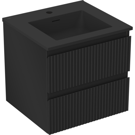 Mexen Rivel vonios spintelė 50 cm su Otis kriaukle, 2 stalčiai, rifliuota, matinė juoda - 91A20-05047-2-BFF71-W18M71