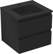 Mexen Rivel vonios spintelė 50 cm su Otis kriaukle, 2 stalčiai, rifliuota, matinė juoda - 91A20-05047-2-BFF71-W18M71