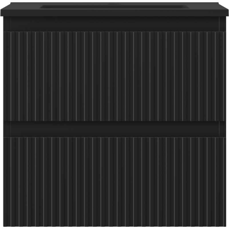 Mexen Rivel vonios spintelė 50 cm su Otis kriaukle, 2 stalčiai, rifliuota, matinė juoda - 91A20-05047-2-BFF71-W18M71