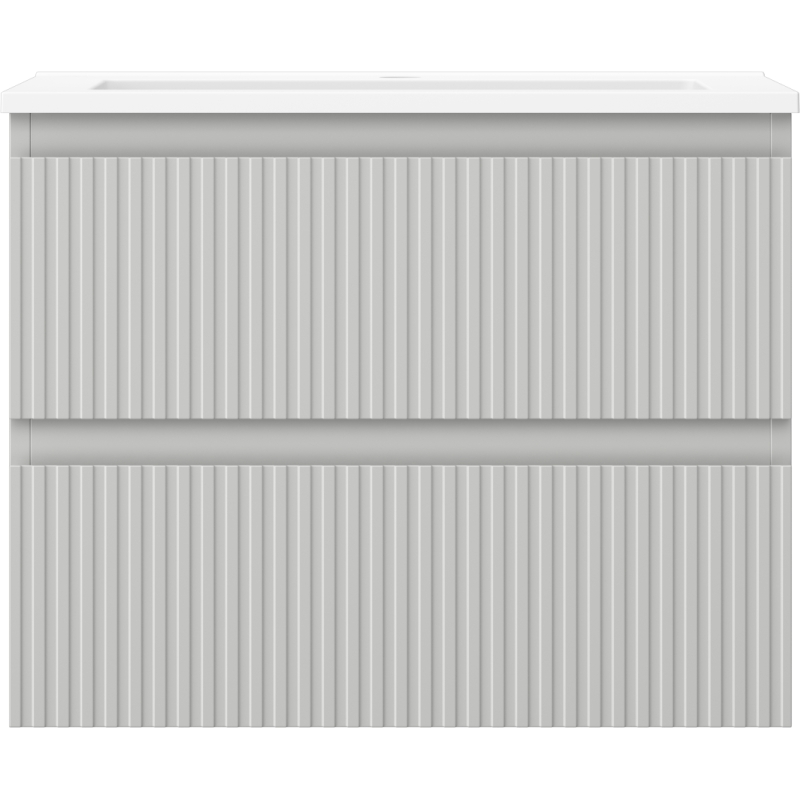 Mexen Rivel vonios spintelė 60 cm su praustuvu Otis, 2 stalčiai, briaunotas, pilka matinė/balta matinė