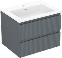 Mexen Rivel vonios spintelė 60 cm su kriaukle Otis, 2 stalčiai, rifliuota, grafito matinė/balta matinė -