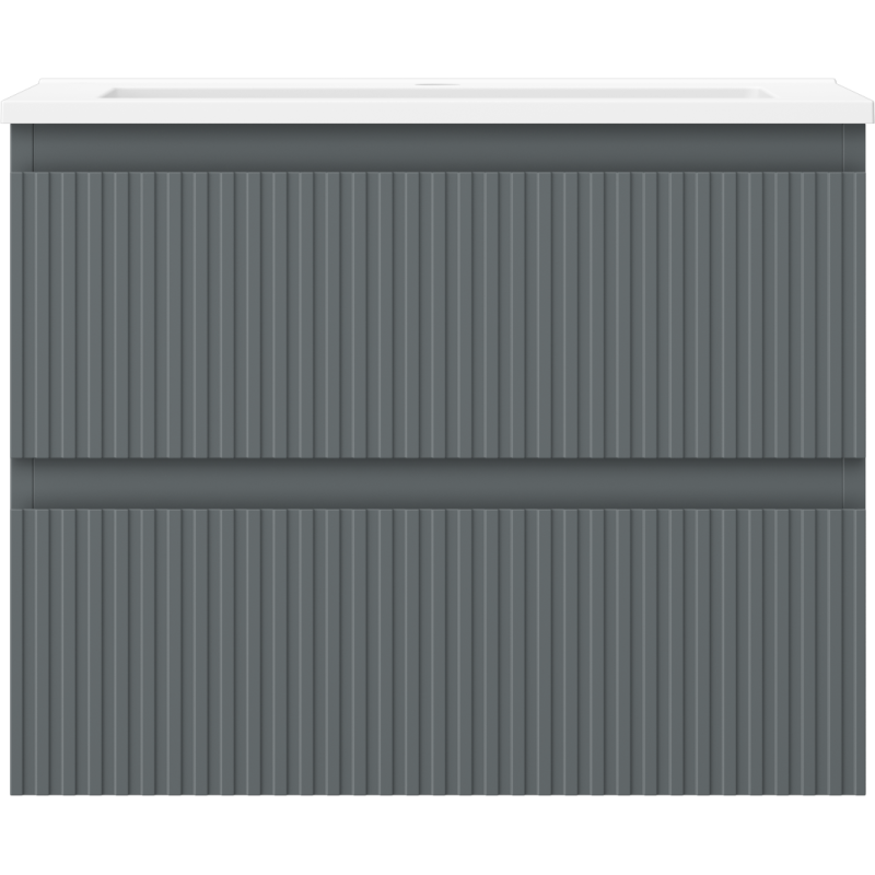 Mexen Rivel vonios spintelė 60 cm su kriaukle Otis, 2 stalčiai, rifliuota, grafito matinė/balta matinė -